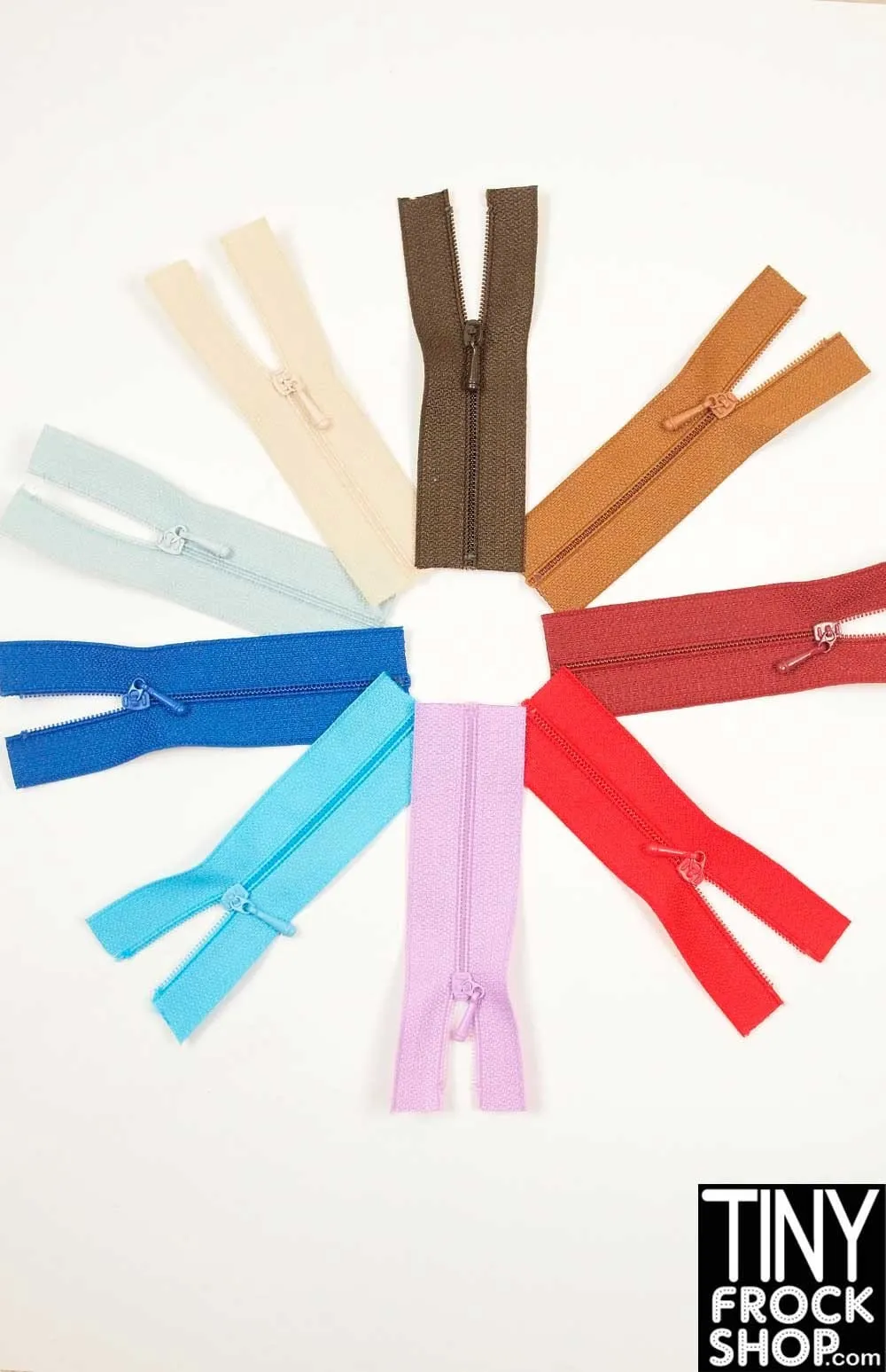 12" Fashion Doll High Quality Tiny Close Ended Nylon Doll Zippers - Size 0