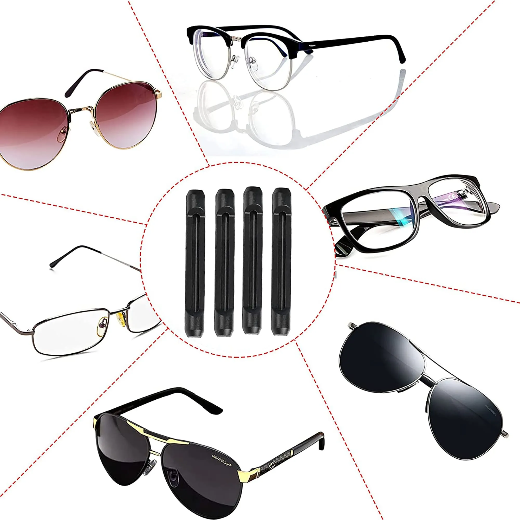 16 Pairs Anti-Slip Glasses Ear Grip Hooks,Eyeglass Nose Pads Stop Glasses Slipping Down Nose Eyeglasses Retainers,Glasses Temple Holder Protectors Glasses Stoppers Ear Grip Hooks
