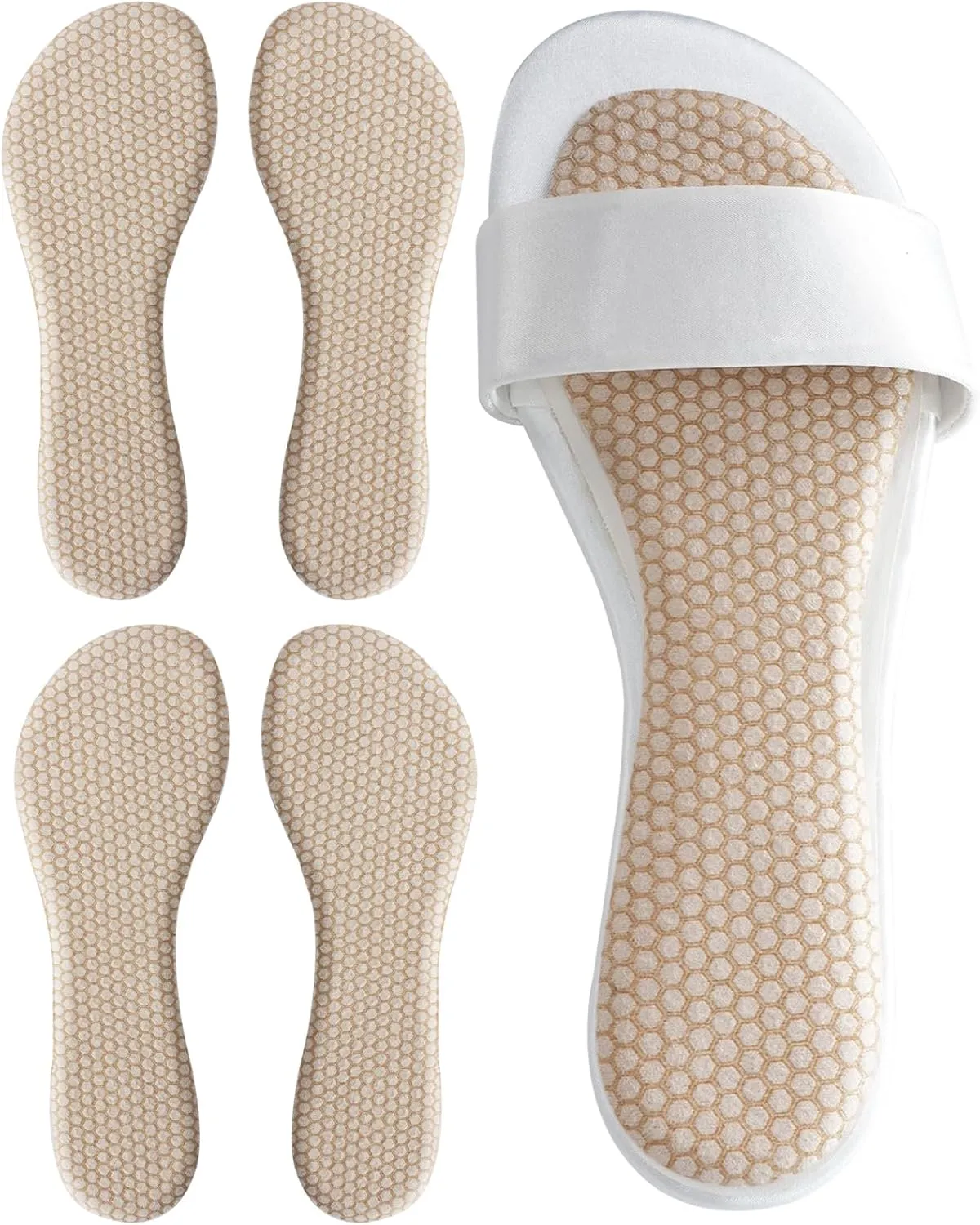 2 Pairs Gel Cushion High Heel Inserts, Self-Adhesive Sandal Inserts Insoles Women, New Anti Slip Design, 3/4 Invisible Dress Shoe Inserts, Shock Absorption Pain Relief, 2 Beige Women 5-8