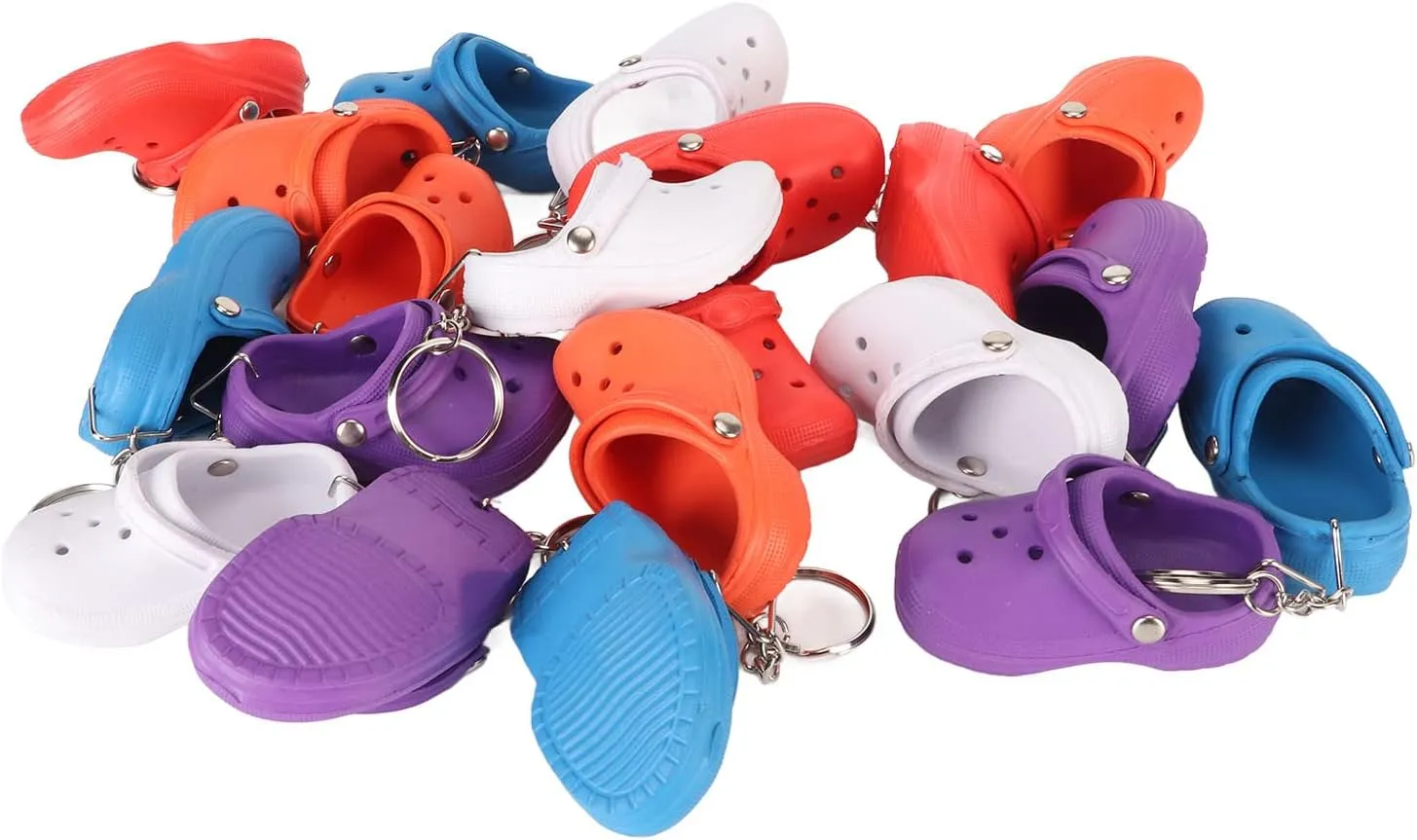 20 Pcs Slipper Keychains,Croc Keychain Cute Silicone Shoe Keyrings,Gloglow Mini Croc Keychain for Handbags, Walls, Doors, Bags, and Backpacks, Valentine's Day, Anniversary,