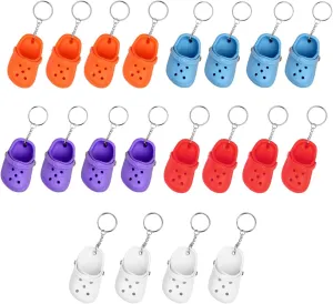 20Pcs Silicone Shoe Keychain, Mini Croc Silicone Slippers Little Shoes Backpack Keychain with Charms for Backpack Purse Luggage 1.4 x 3.0In