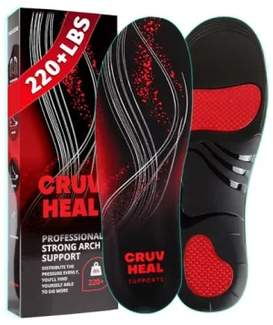 (220 lbs) Plantar Fasciitis Strong Arch Support Insoles Inserts Men Women - Orthotic Insoles High Arch for Arch Pain - Work Boot Shoe Insole - Heavy Duty Support Pain Relief (L, Black)