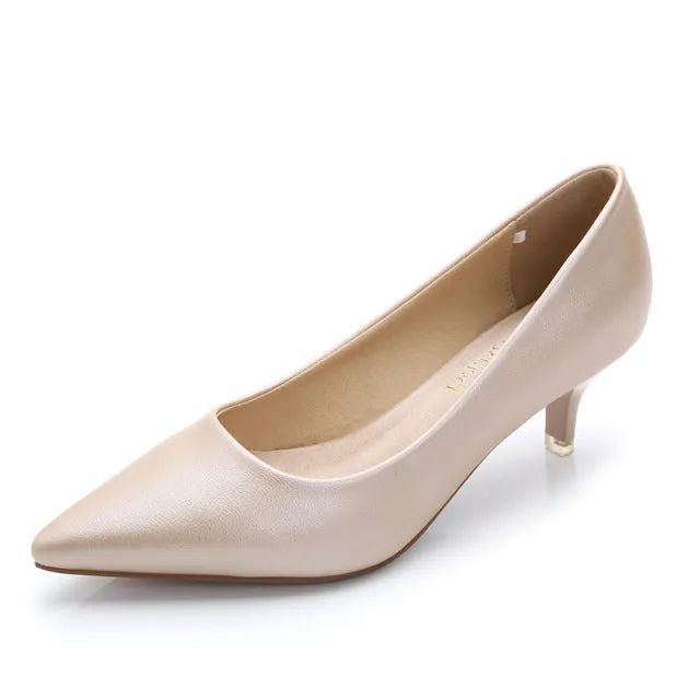 34-43 Woman Shoes Genuine Leather inside Low Heels Women Pumps Stiletto Women's Work shoe Pointed Toe Wedding Shoes