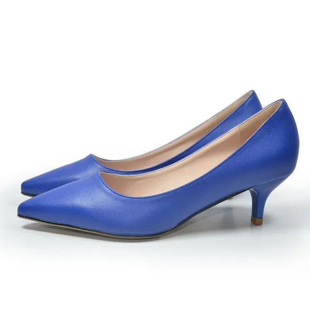 34-43 Woman Shoes Genuine Leather inside Low Heels Women Pumps Stiletto Women's Work shoe Pointed Toe Wedding Shoes