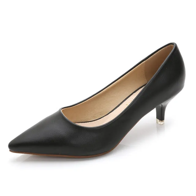 34-43 Woman Shoes Genuine Leather inside Low Heels Women Pumps Stiletto Women's Work shoe Pointed Toe Wedding Shoes