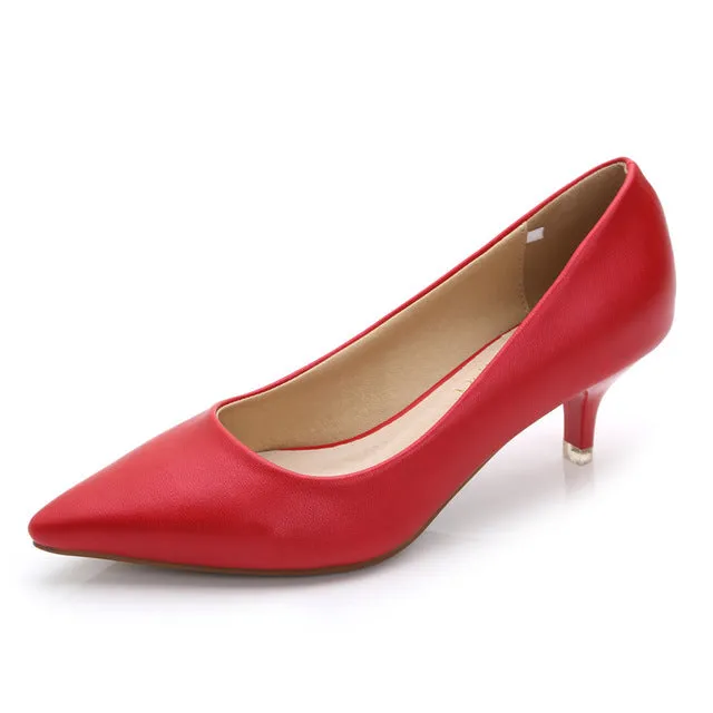 34-43 Woman Shoes Genuine Leather inside Low Heels Women Pumps Stiletto Women's Work shoe Pointed Toe Wedding Shoes