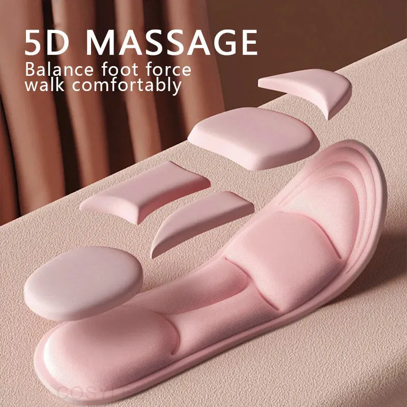 5D Memory Foam Massage Insoles – Breathable Cushion Orthopedic Shoe Soles for Running & Sports