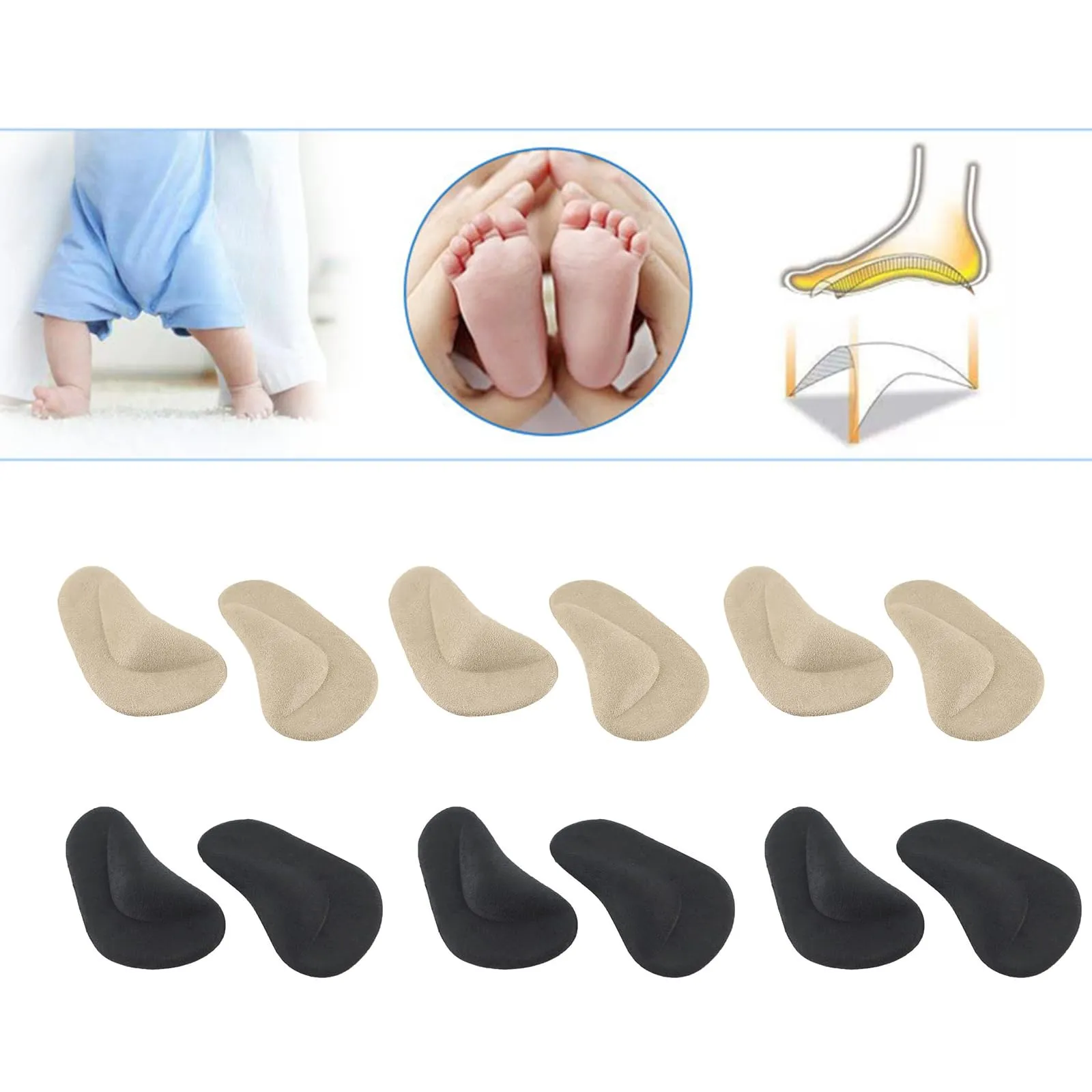 6 pairs of arch pads, gel arch support insoles, flat foot insoles, high arch orthopedic insoles, silicone foot insoles insoles for foot pressure and foot pain relief