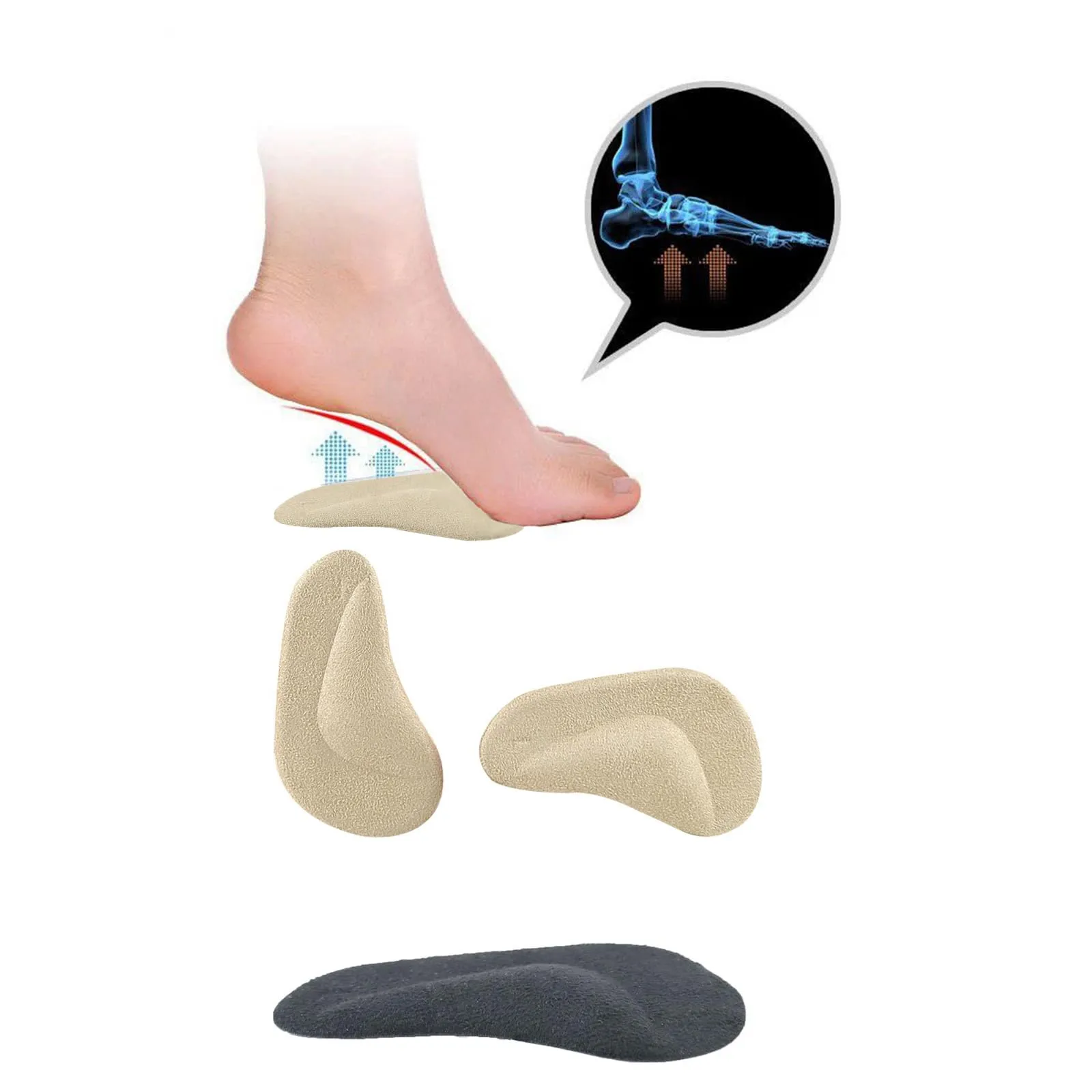 6 pairs of arch pads, gel arch support insoles, flat foot insoles, high arch orthopedic insoles, silicone foot insoles insoles for foot pressure and foot pain relief