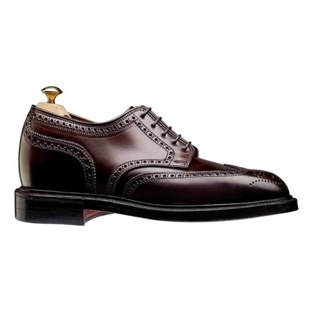 7CM/2.76 Inches CMR CHAMARIPA Sophisticated Burgundy Shell Cordovan Full Brogue Derby Shoes