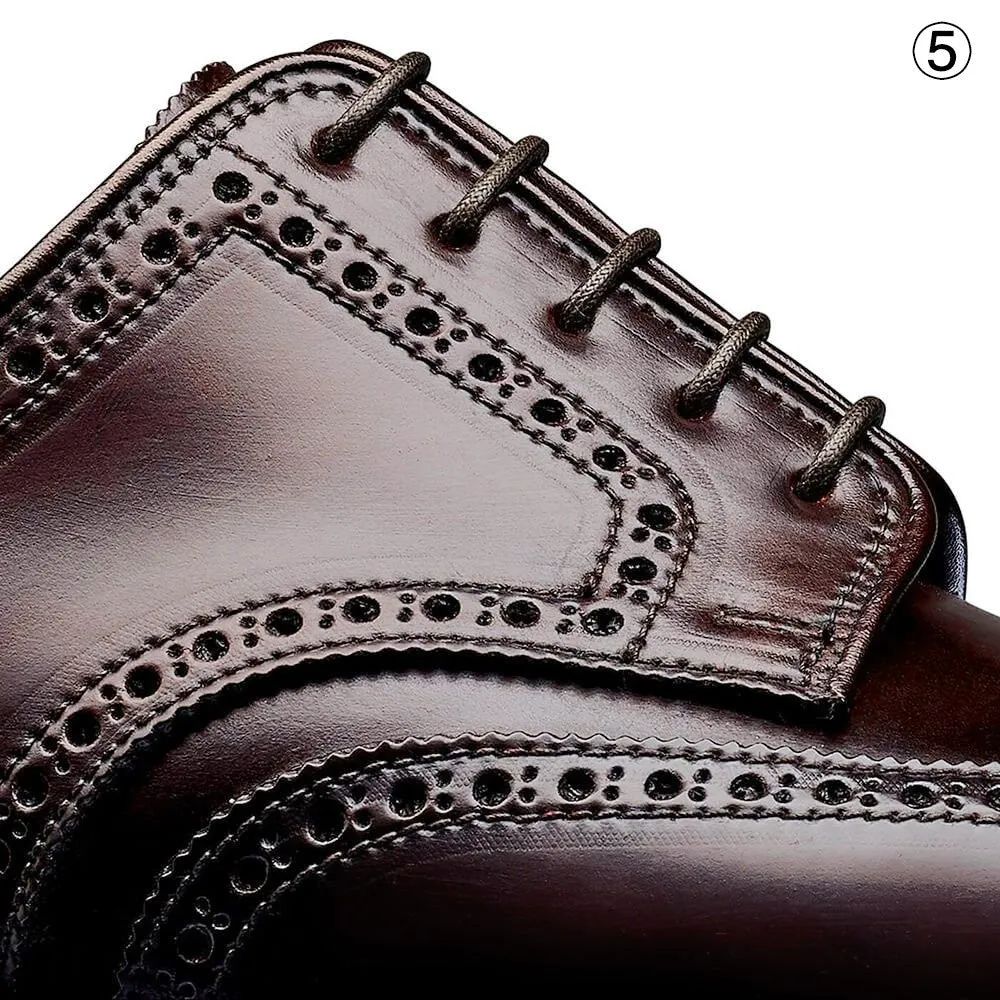 7CM/2.76 Inches CMR CHAMARIPA Sophisticated Burgundy Shell Cordovan Full Brogue Derby Shoes