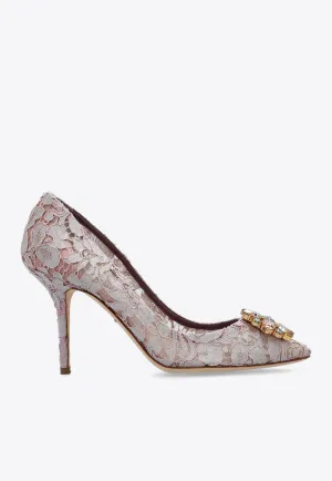 90 Crystal-Embellished Lace Rainbow Pumps