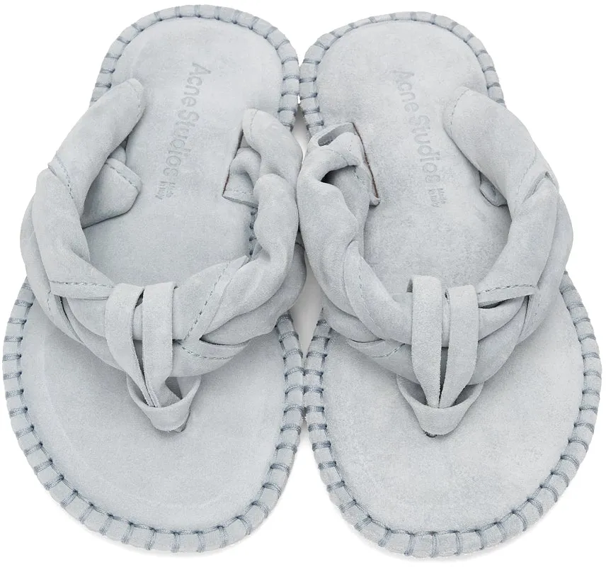 Acne Studios Blue Suede Blank Stitch Sandals