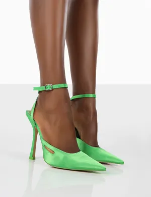 Adapt Lime Satin Pointed Toe Court Heels