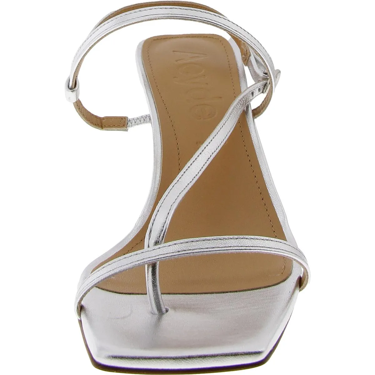 Aeyde Womens Elise Leather Square Toe Thong Sandals