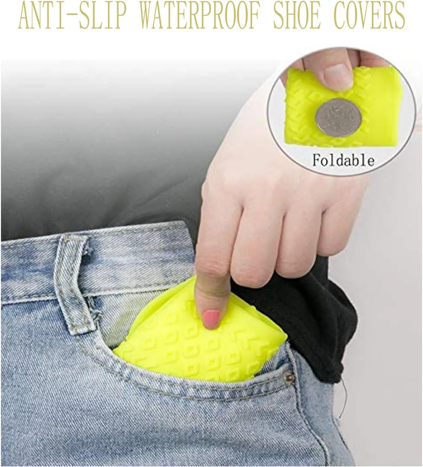 Affectionk Anti-Slip Waterproof Shoe Covers, Waterproof Silicone Rubber Shoe Covers for Rain, Reusable Non-Slip Foldable Shoe Covers for Outdoor Cycling Camping Travel