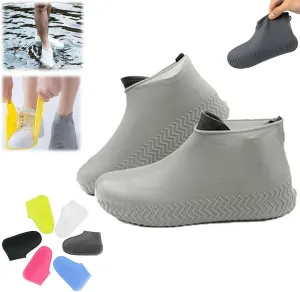 Affectionk Anti-Slip Waterproof Shoe Covers, Waterproof Silicone Rubber Shoe Covers for Rain, Reusable Non-Slip Foldable Shoe Covers for Outdoor Cycling Camping Travel