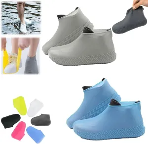 Affectionk Anti-Slip Waterproof Shoe Covers, Waterproof Silicone Rubber Shoe Covers for Rain, Reusable Non-Slip Foldable Shoe Covers for Outdoor Cycling Camping Travel