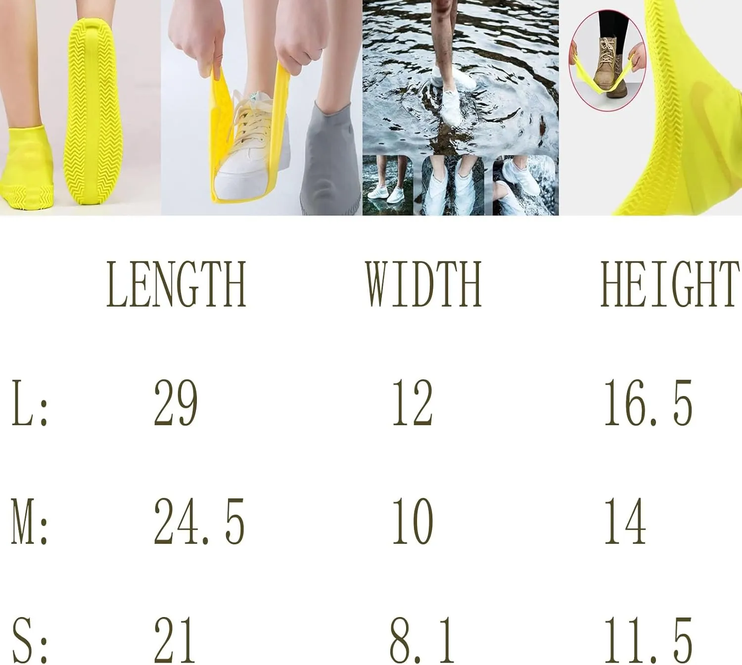 Affectionk Anti-Slip Waterproof Shoe Covers, Waterproof Silicone Rubber Shoe Covers for Rain, Reusable Non-Slip Foldable Shoe Covers for Outdoor Cycling Camping Travel