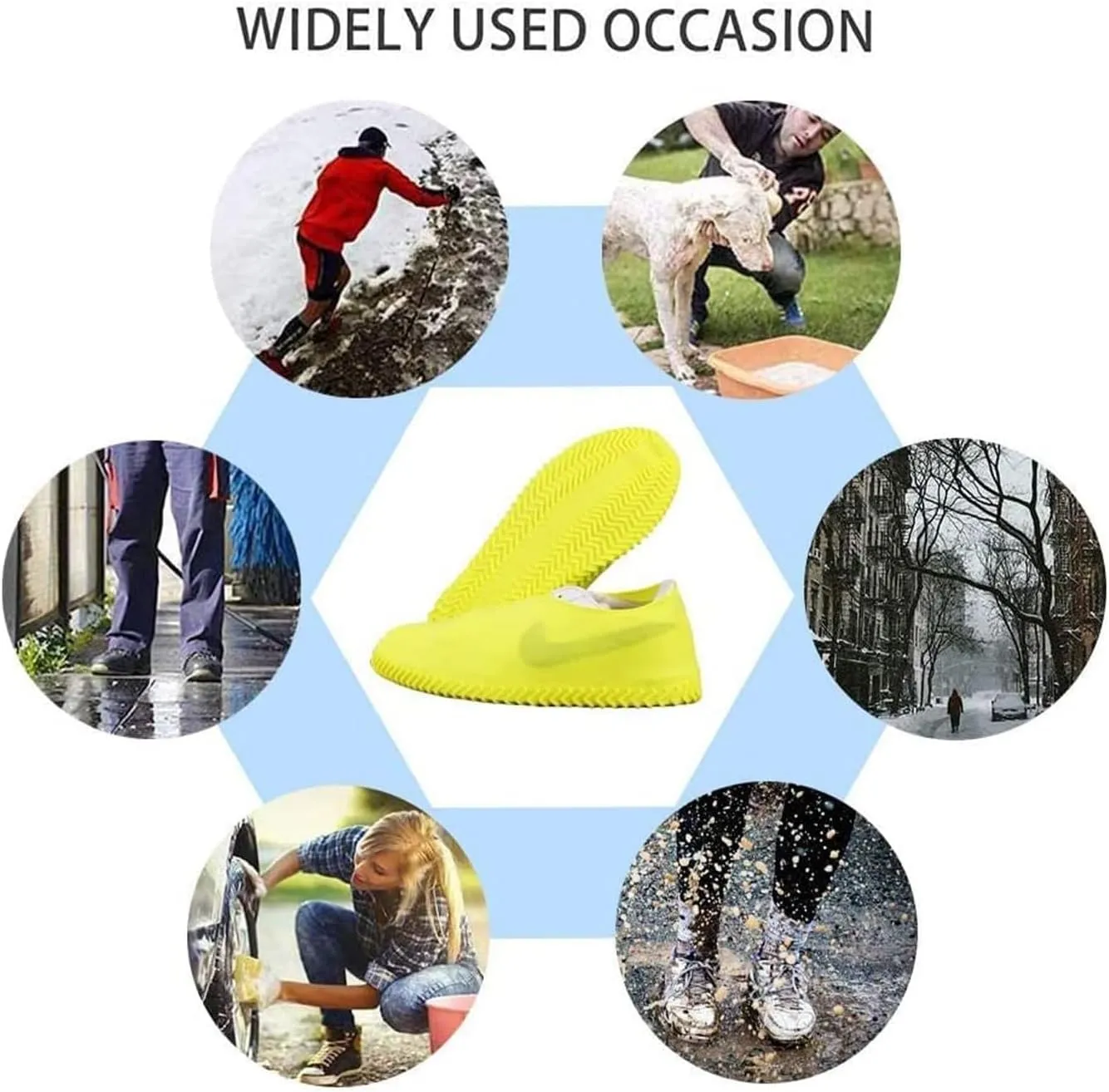 Affectionk Anti-Slip Waterproof Shoe Covers, Waterproof Silicone Rubber Shoe Covers for Rain, Reusable Non-Slip Foldable Shoe Covers for Outdoor Cycling Camping Travel
