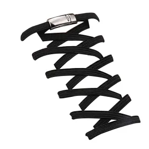 Aiboxin Upgraded Version No Tie Elastic Shoelaces, With Magnetic Shoe Laces Lock - One Size Fits All Kids & Adult 1-black