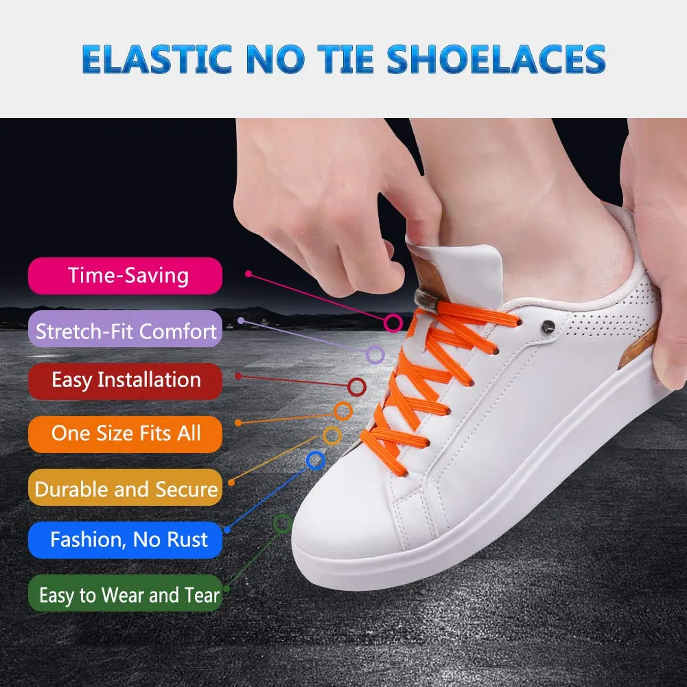 Aiboxin Upgraded Version No Tie Elastic Shoelaces, With Magnetic Shoe Laces Lock - One Size Fits All Kids & Adult 1-black