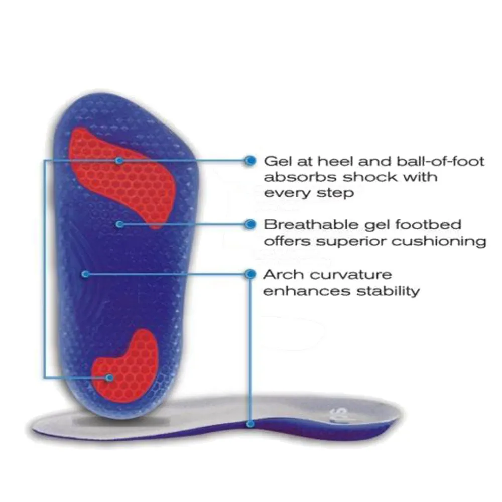 Airplus Mens Gel Orthotic 3/4 Length Insoles Size 7-13 Cushion Support Flexible Slim Shoe Trainer Foot Comfort Light Weight