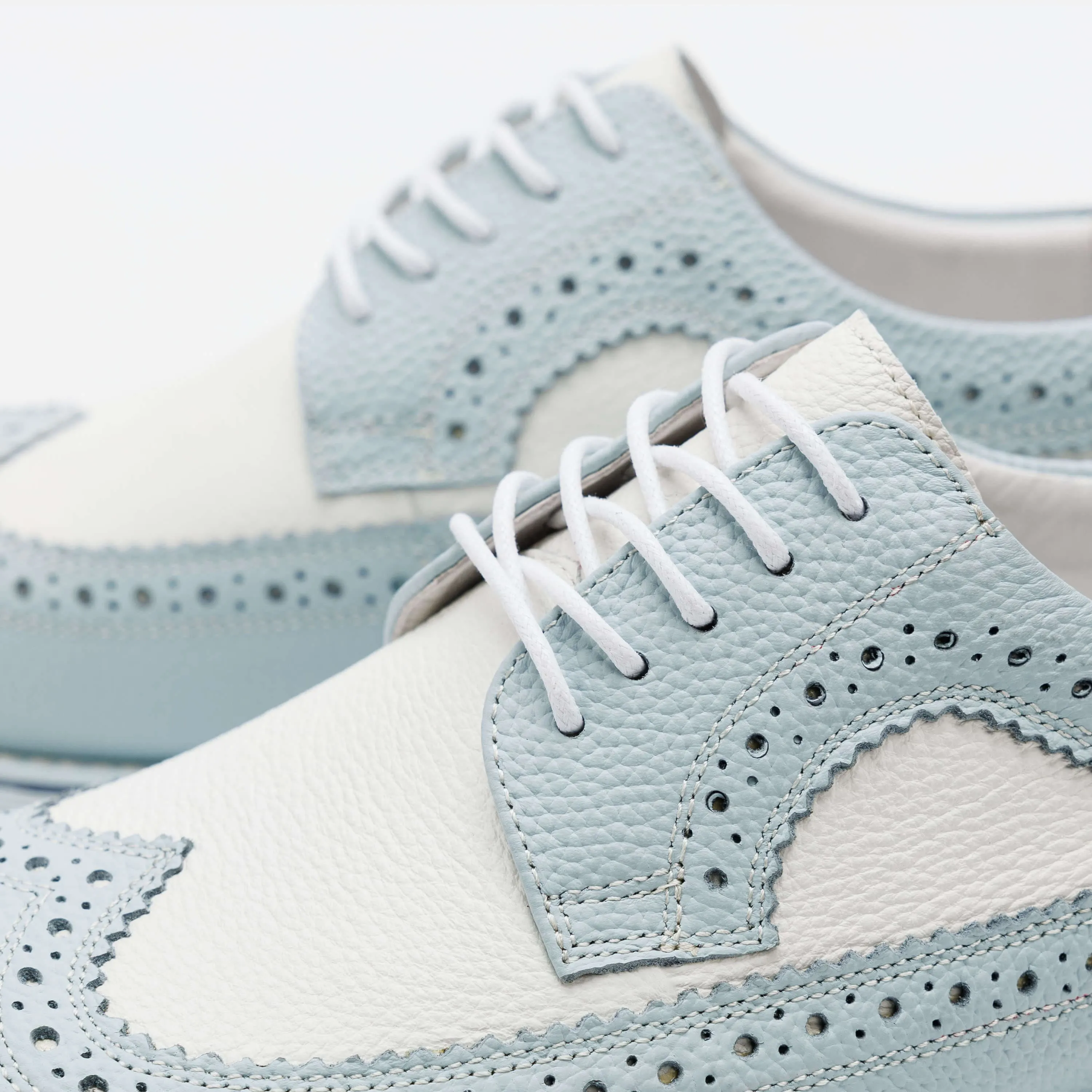 Alexander Light Blue/White Leather Longwing Sneakers