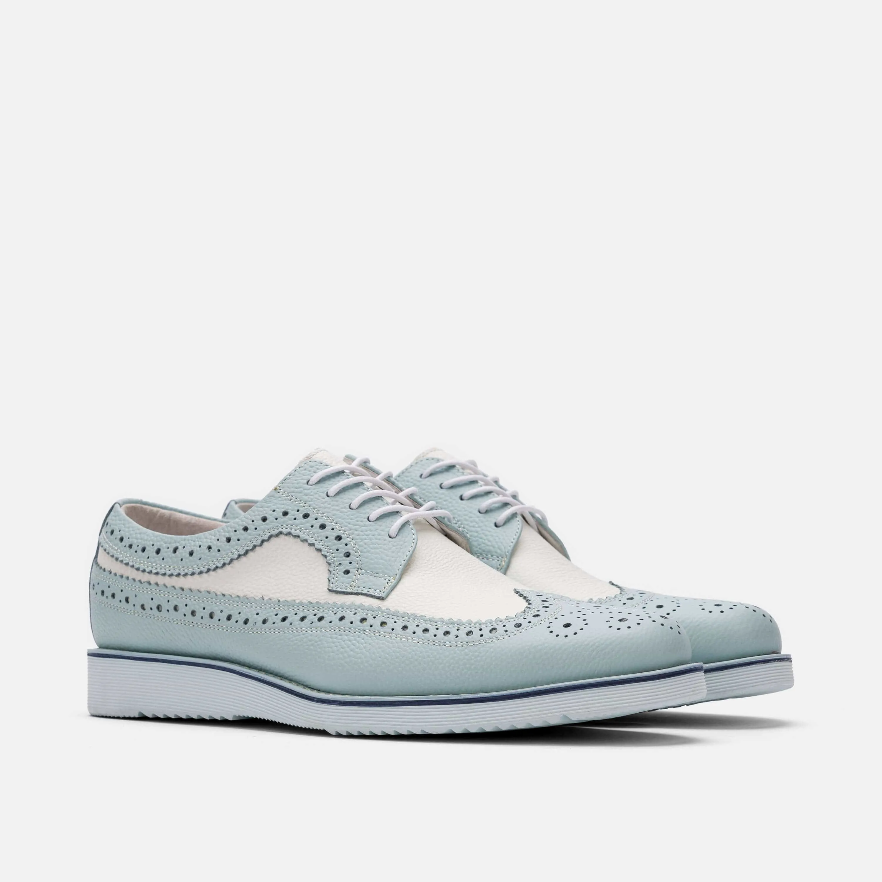 Alexander Light Blue/White Leather Longwing Sneakers