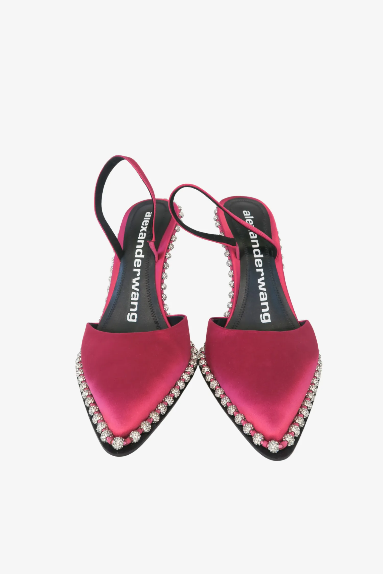 Alexander Wang Satin Crystal Embellishments Slingback Pumps sz 37