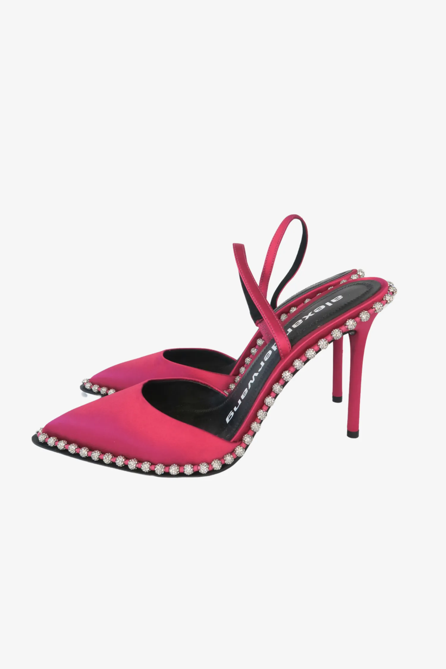 Alexander Wang Satin Crystal Embellishments Slingback Pumps sz 37