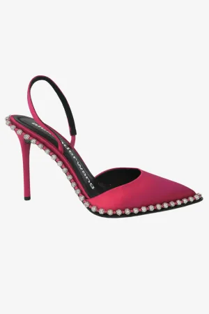 Alexander Wang Satin Crystal Embellishments Slingback Pumps sz 37