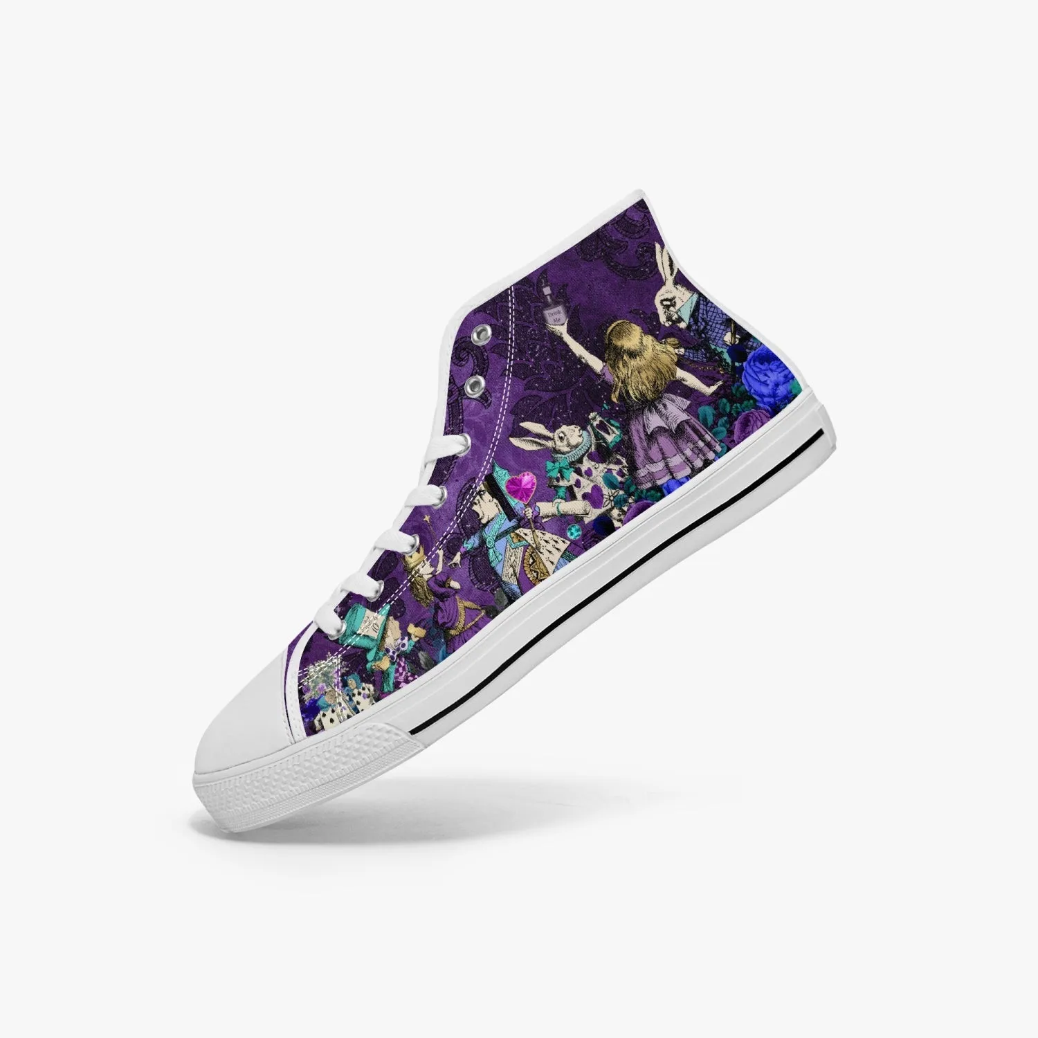 Alice In Wonderland Gothic Purple High Top Sneakers (JPAIWP)