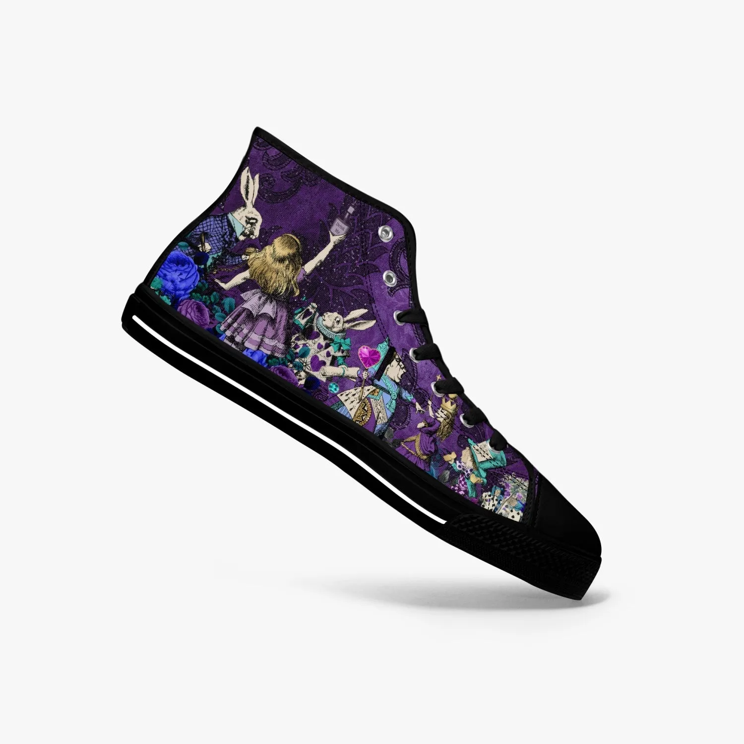 Alice In Wonderland Gothic Purple High Top Sneakers (JPAIWP)