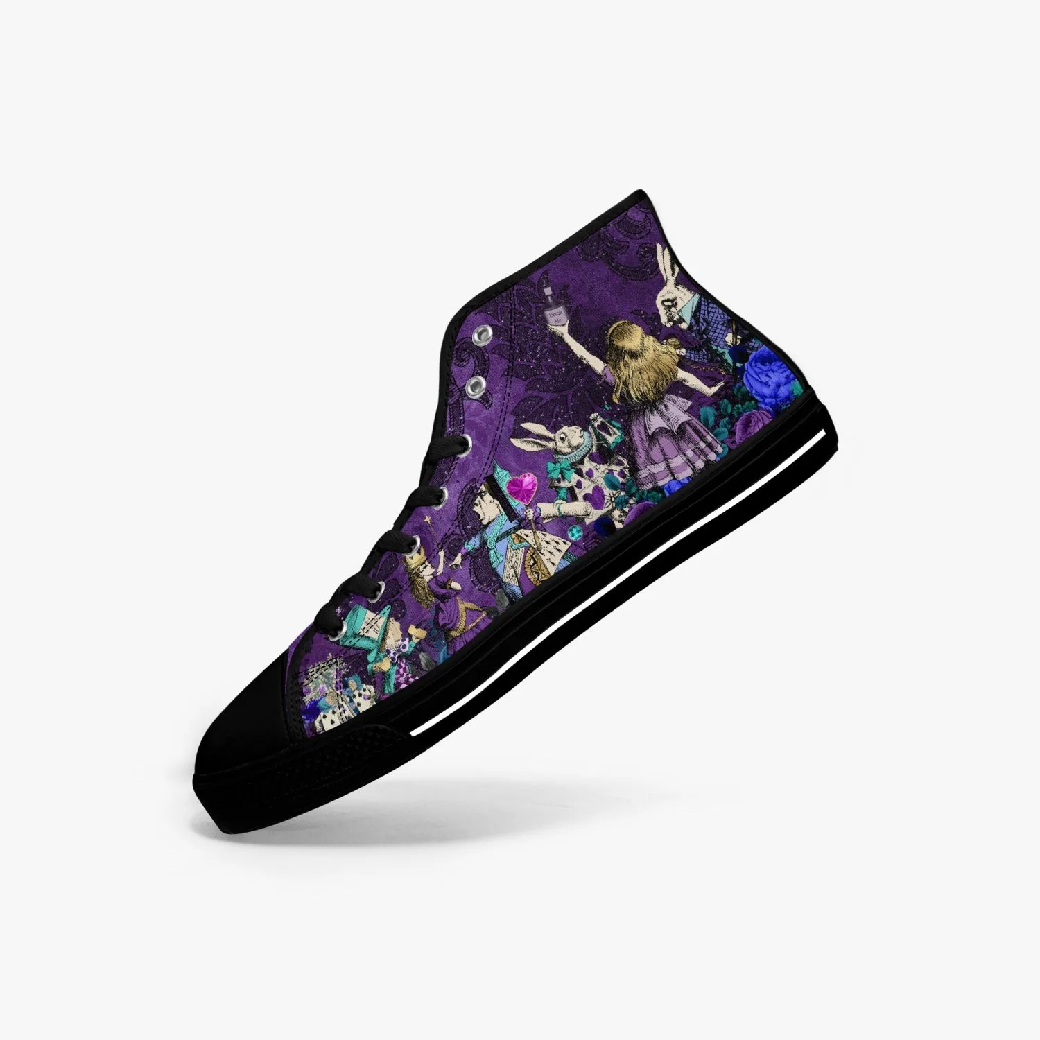 Alice In Wonderland Gothic Purple High Top Sneakers (JPAIWP)