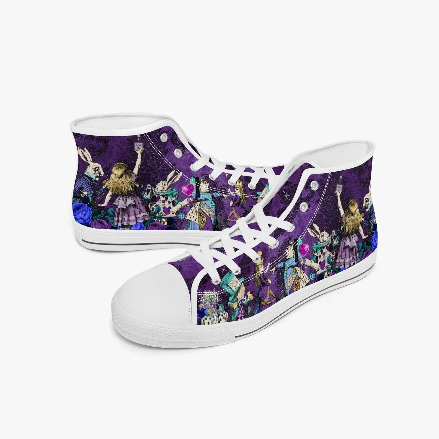 Alice In Wonderland Gothic Purple High Top Sneakers (JPAIWP)