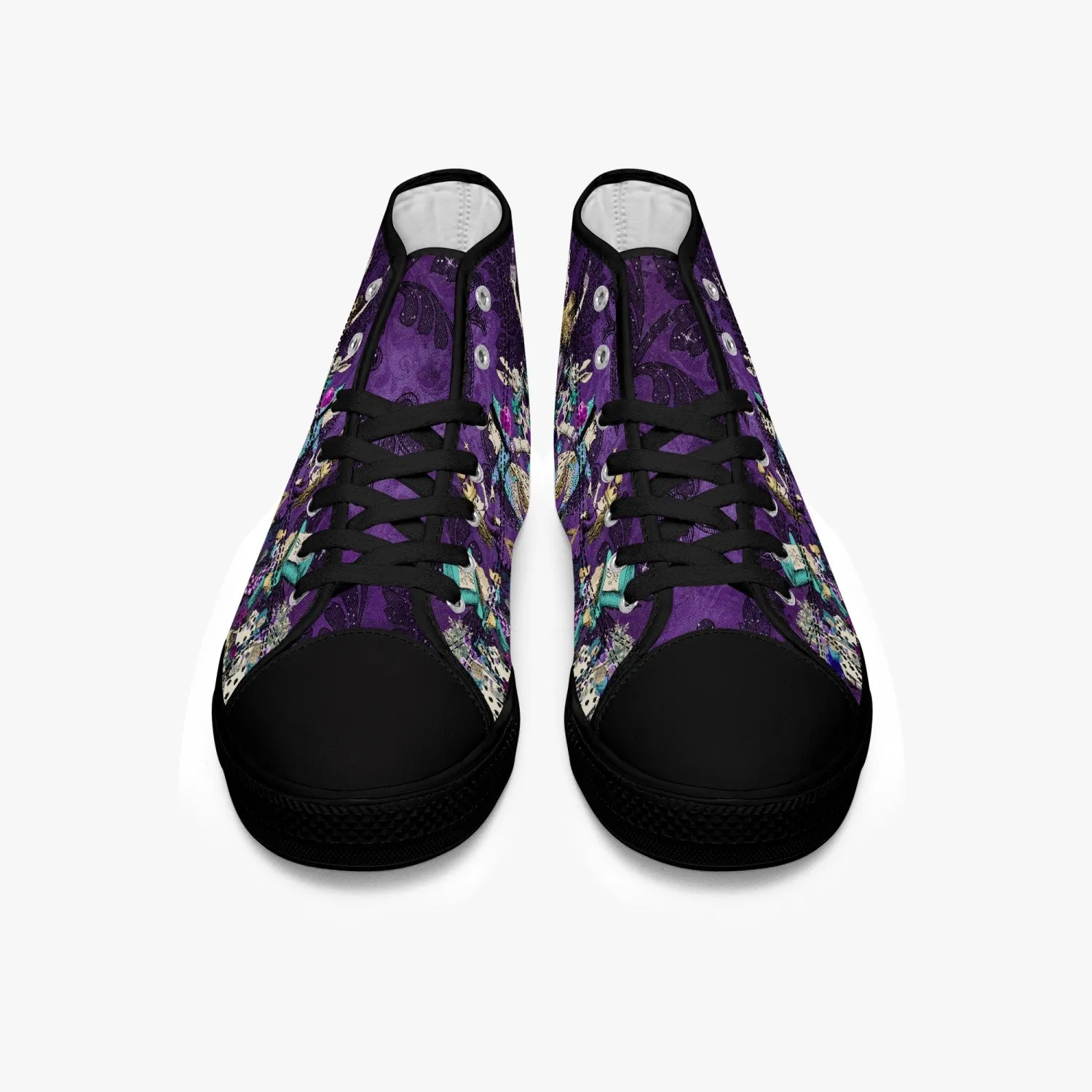 Alice In Wonderland Gothic Purple High Top Sneakers (JPAIWP)