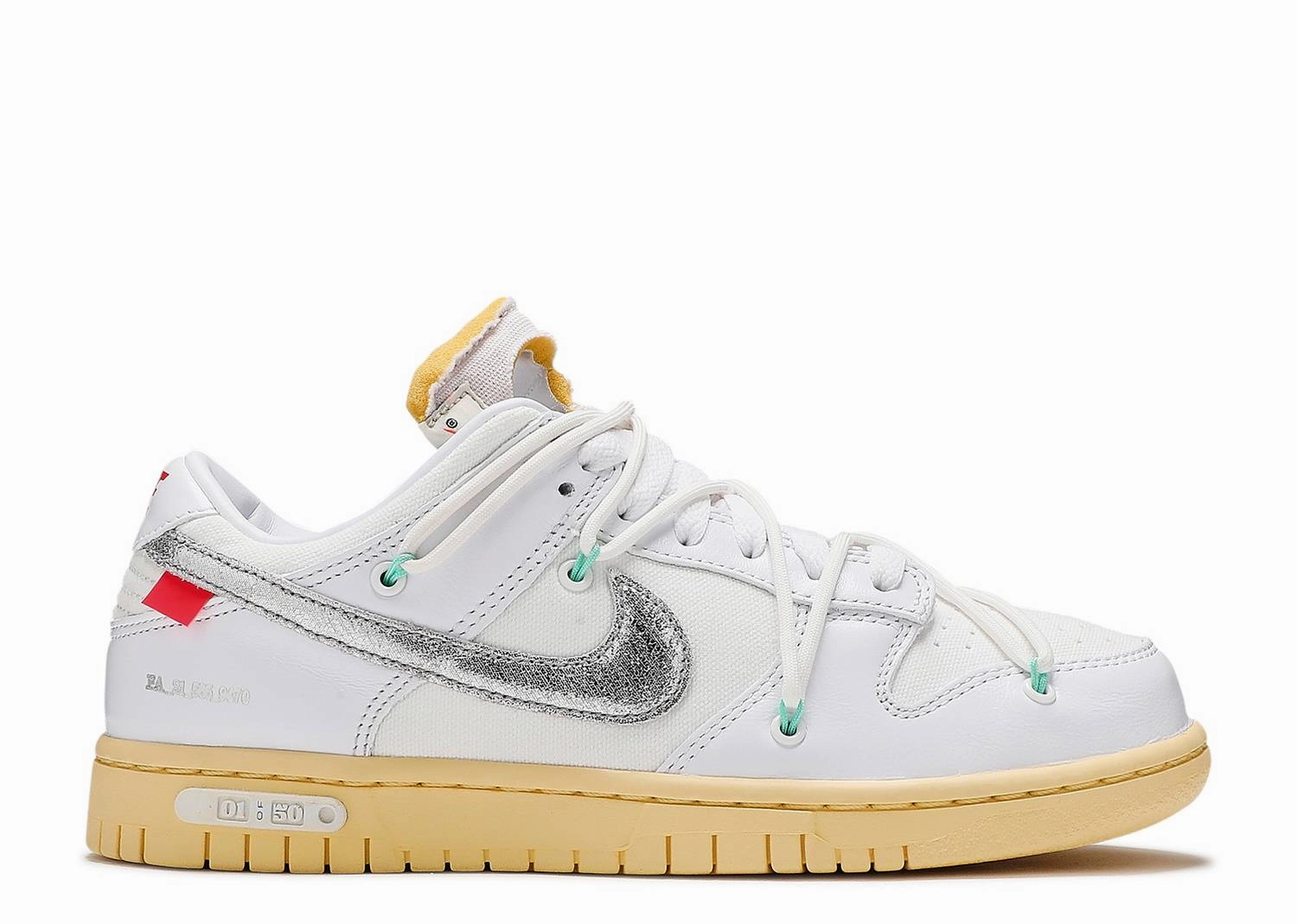 Nike Dunk Low x OFF-WHITE "Lot 1" (Myrtle Beach Location) running in a desert shoes