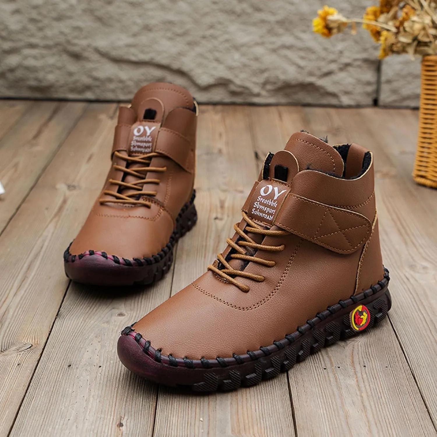AMDBEL Boots for Women Fashion Dressy, Womens Snow Boots Winter Lace Up Plush Warm Warm Fur Lined Booties Short Ankle Boots