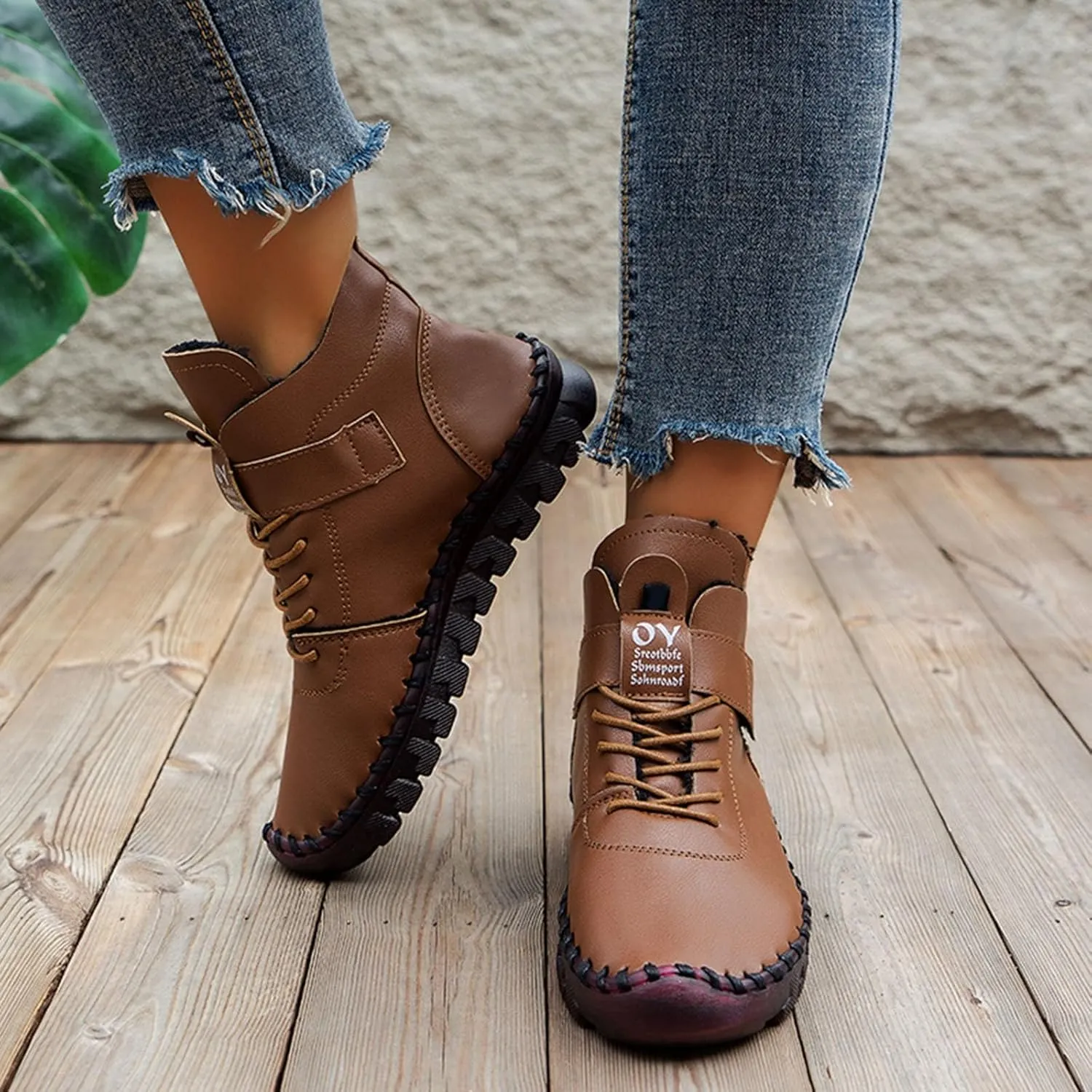 AMDBEL Boots for Women Fashion Dressy, Womens Snow Boots Winter Lace Up Plush Warm Warm Fur Lined Booties Short Ankle Boots