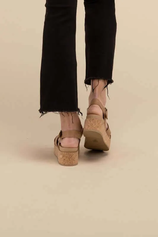 AMENDA-S Nude Brown Platform Sandals Wedges