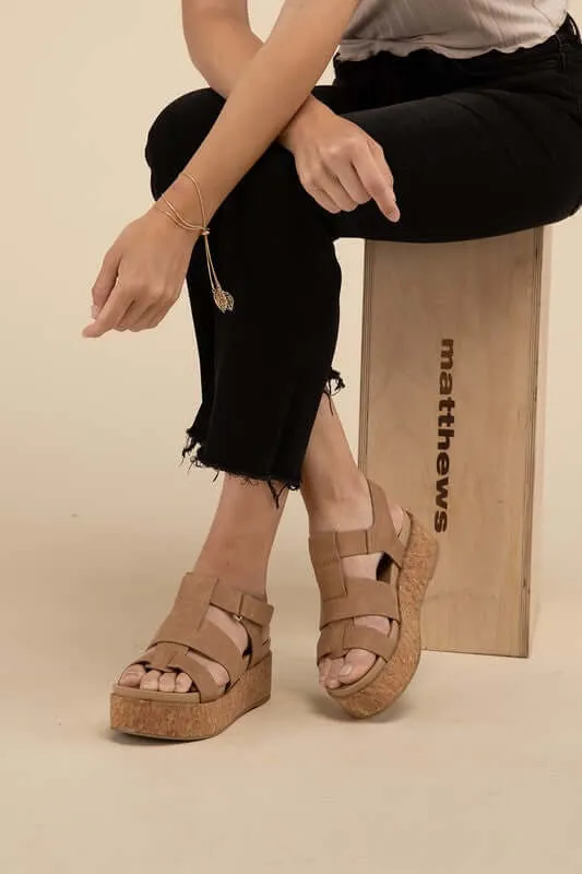 AMENDA-S Nude Brown Platform Sandals Wedges