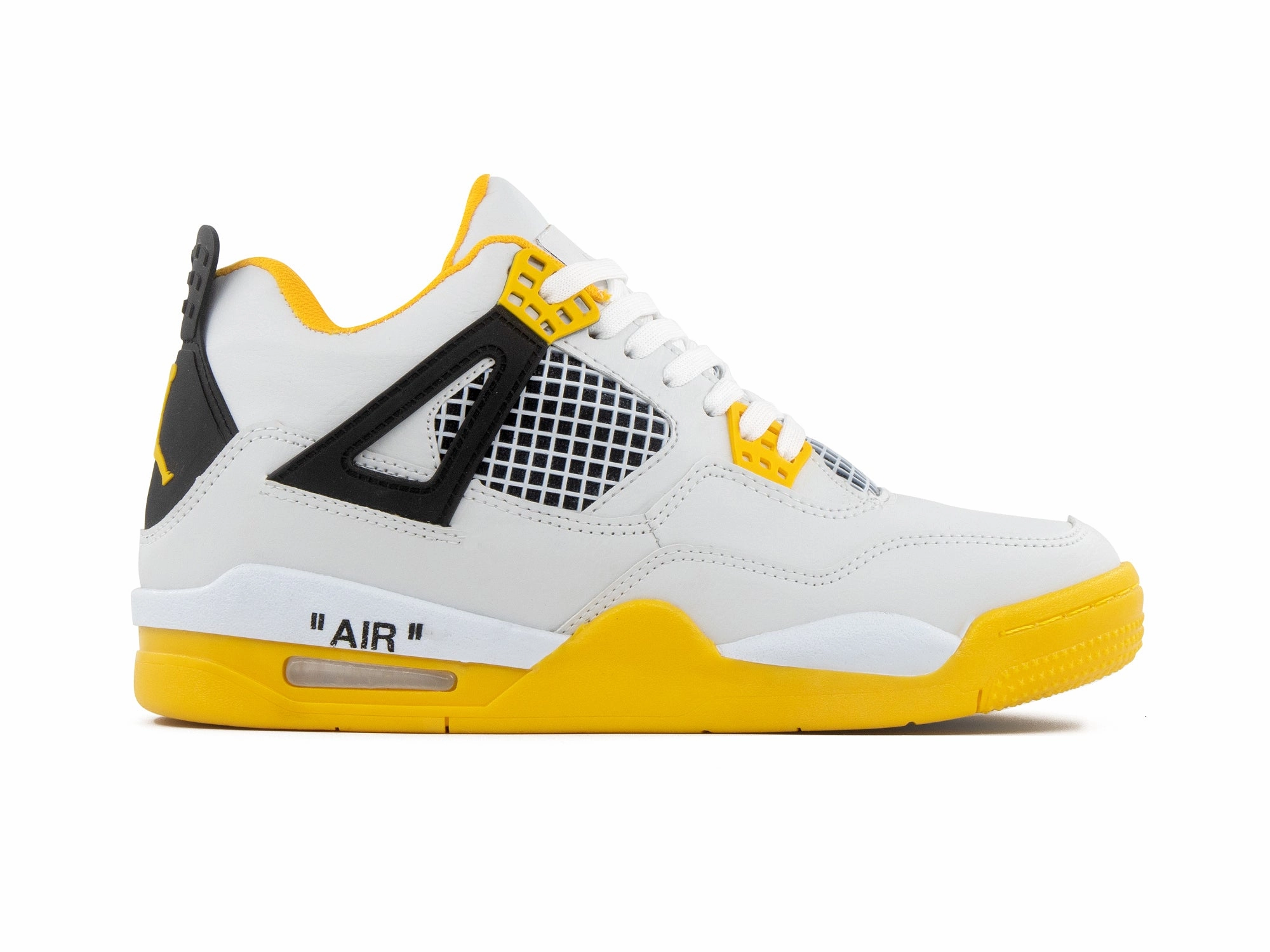 Tenis Retro 4 Blanco Gris Amarillo All-Day Flexibility