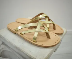 Ancient grecian leather sandals, Greek leather sandals, roman sandals, womens leather sandals, Metal gold sandals,leather sandals CORALIE