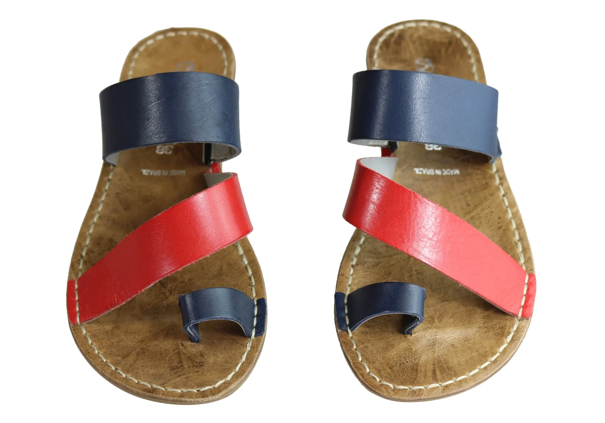 Andacco Felica Womens Comfort Leather Thongs Sandals Made In Brazil