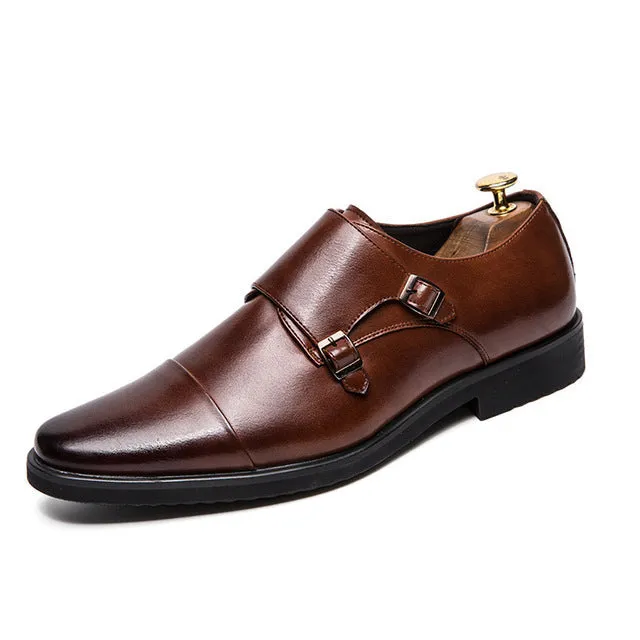 Angelo Ricci™ Double Monk Strap Oxford Leather Dress Shoes