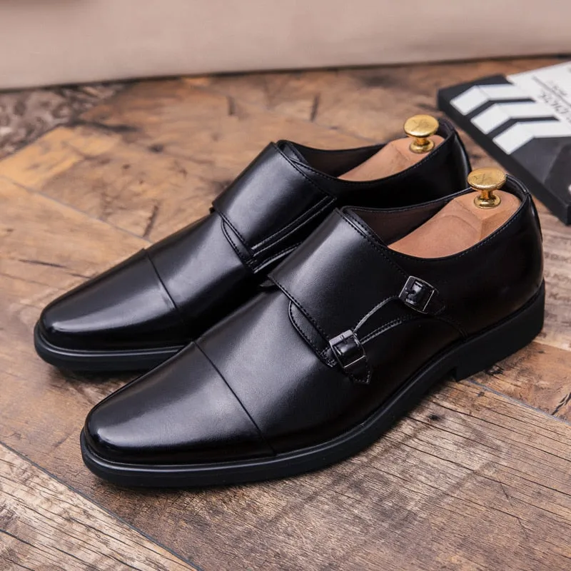 Angelo Ricci™ Double Monk Strap Oxford Leather Dress Shoes