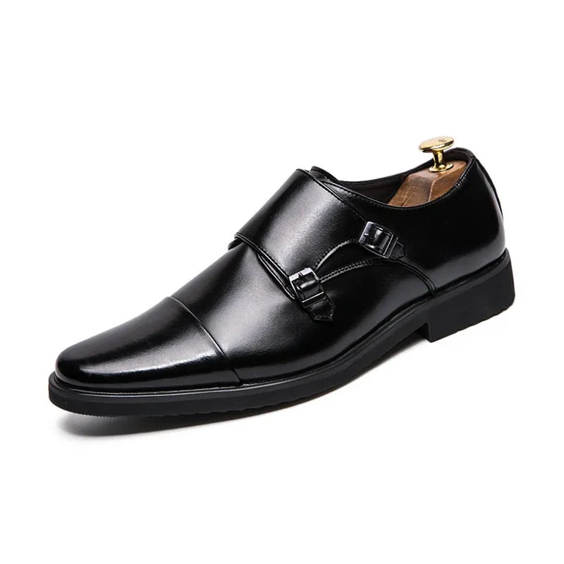 Angelo Ricci™ Double Monk Strap Oxford Leather Dress Shoes