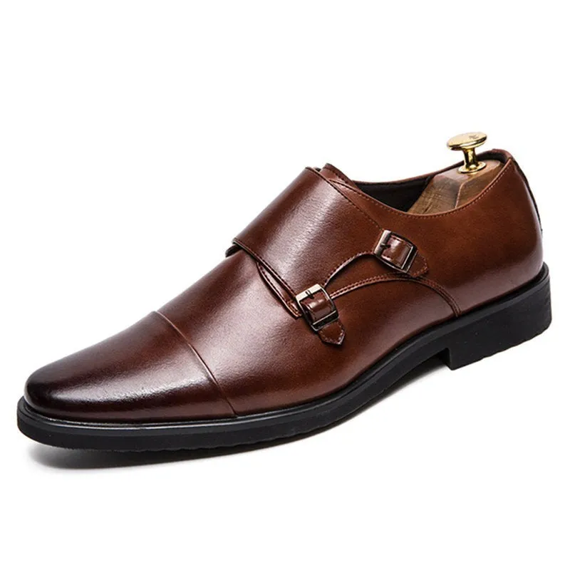 Angelo Ricci™ Double Monk Strap Oxford Leather Dress Shoes