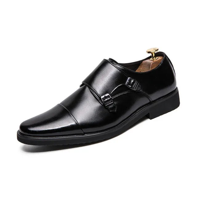 Angelo Ricci™ Double Monk Strap Oxford Leather Dress Shoes